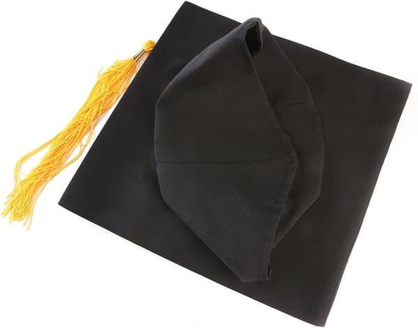 Universitetsutdannet hatt Justerbar student Toque Graduation Hat med Pompom Gul