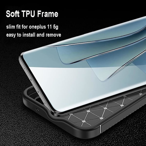 Kolfibermönstrad fodral kompatibelt med Oneplus 11, mjukt Tpu-fodral, anti-fingeravtryck, smalt och lätt