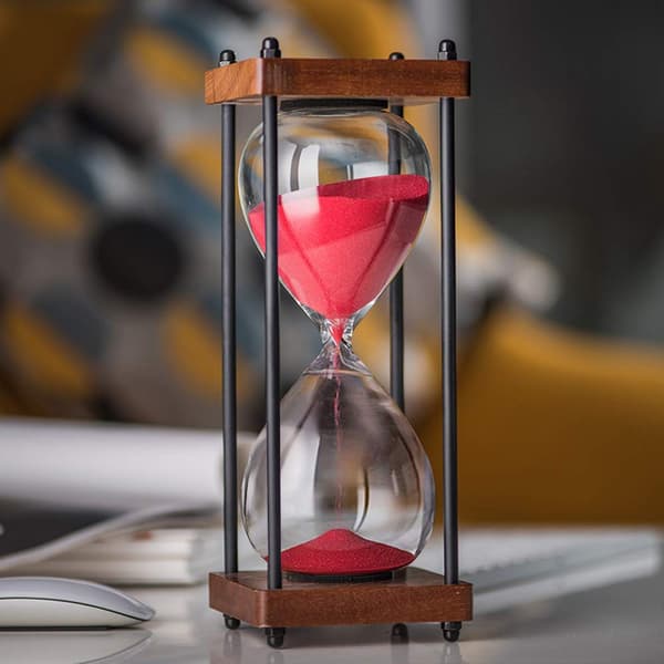 Stort timeglas 30 minutter, dekorativt træ timeglas, rød