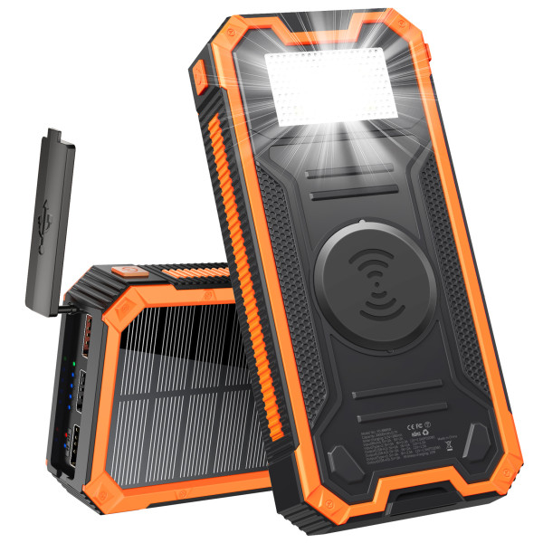 Large-capacity solar power bank-fast charge 16000mAh outdoor lighting wireless power bank