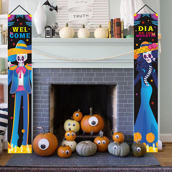 Day of the Dead Banner Couplet Halloween Tema Fest Dekorativ Flagga