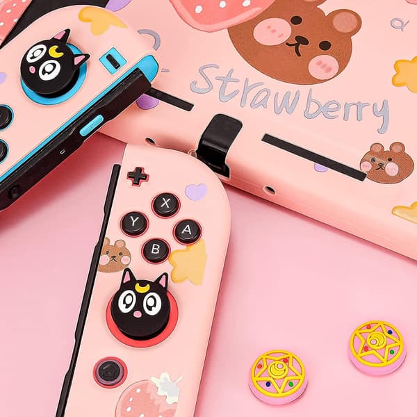 Gule og sorte (4 stk.) - Grip Caps Covers Kompatibel med Switch  Switch Lite, bløde silikonegreb til Joy-Con Gamepad, 3D analogt cover