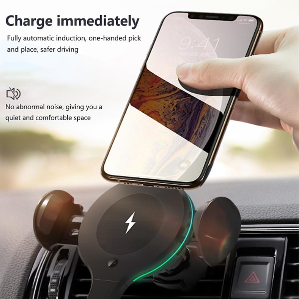 Trådløs bil lader montering, Auto-clamping 10w hurtiglading bil telefonholder luftventil kompatibel med Iphone X/xr/xs/xs Max
