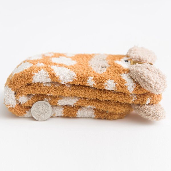 Damstrumpor i plysch, vintertjockade varma fleece-tofflor, tecknade bekväma och mjuka strumpor (orange)