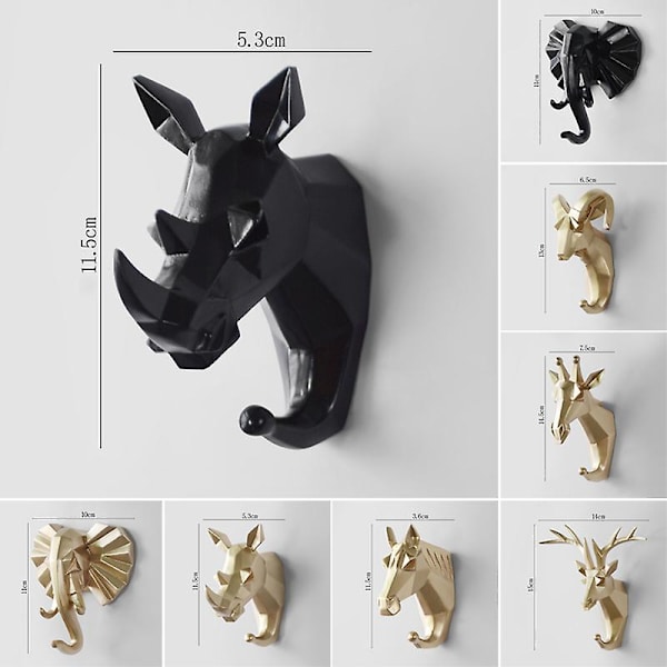 Harpiks Dyrehode Krokhenger Stativholder Veggmontering Hjem Rom Innredning Frakk Hat Nøkkelkrok Gull(Golden Deer)