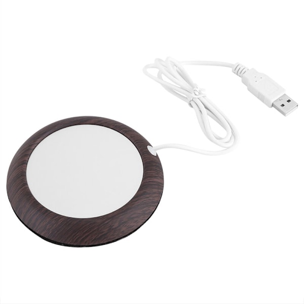 USB Värmeplatta för varma drycker, uppvärmda underlägg för skrivbord, te, kaffe, mörk träådring