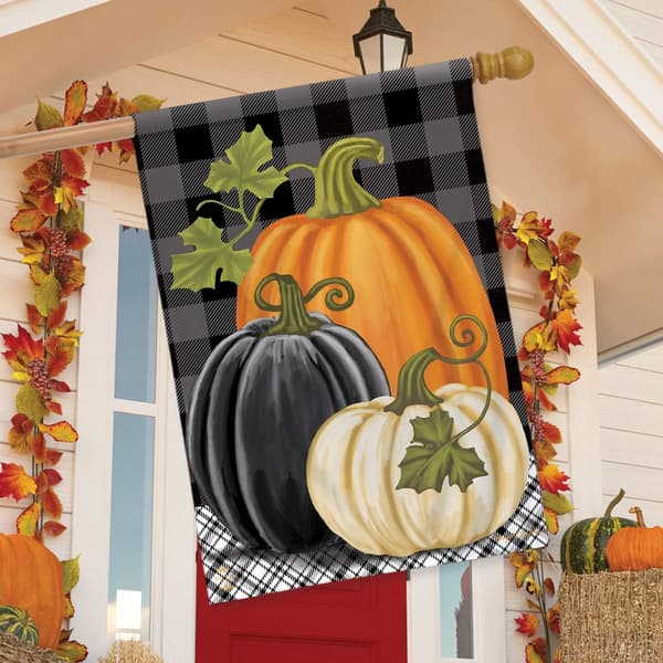 Höst Thanksgiving Trädgård Flagga Pumpa Mönster Linne Flagga