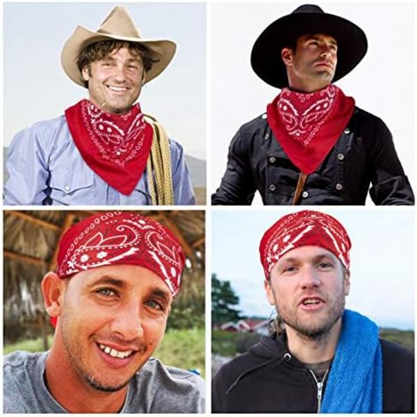 Bandanas, 12-pak Paisley-tørklæder, Hovedbånd, Lommetørklæder til mænd og kvinder