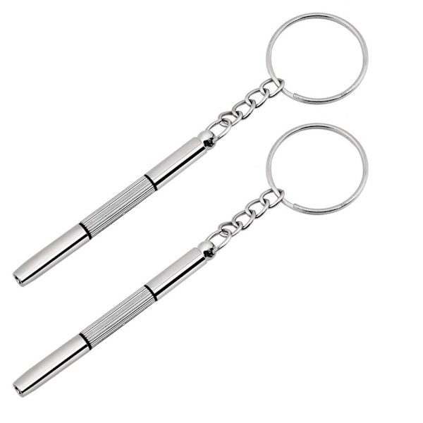 Skrutrekker 2-pakning, 3-i-1 Mini Brille Nøkkelring, Brille Nøkkelring Verktøy for Solbriller, Klokker, Smykker