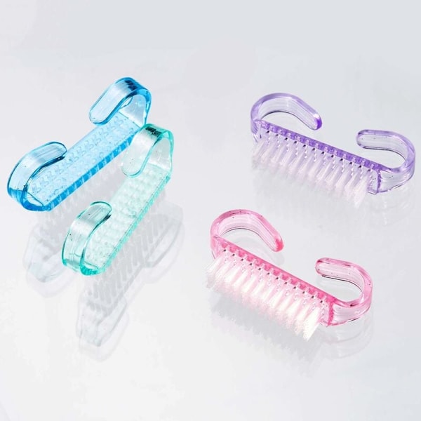 4 kpl kynsiharjaa hihalla, puhdistusharja haastamaan kynsiharjat 6,5 x 1,3 x 3,5 cm (punainen, vihreä, vaaleanpunainen, violetti/sininen, vihreä, vaaleanpunainen, violetti)