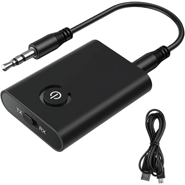 Bluetooth-audioadapteri 2 in 1 lähetin Bluetooth-vastaanotin 5.0 Lähetinliitäntä 3,5 vastaanotin kypärälle, kaiuttimelle, stereolle, autolle, TV:lle, kannettavalle tietokoneelle