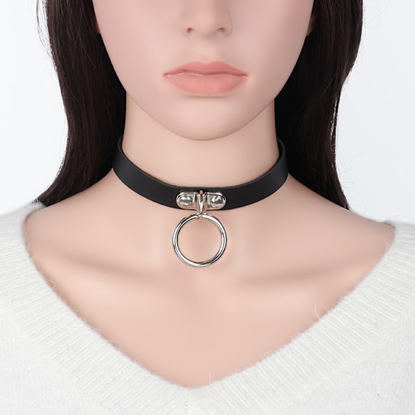 Punk Lær Choker Svart Gotisk Choker Halskjede Rock Justerbart Halskjede Krage Choker Halloween Cosplay Halskjede for Kvinner og Jenter