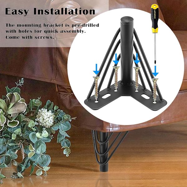 Sats med 4 metallmöbelben 15CM triangulär topplatta fötter, kraftiga DIY-ersättningsmöbelben, stödben för soffa, säng, stol, skåp,