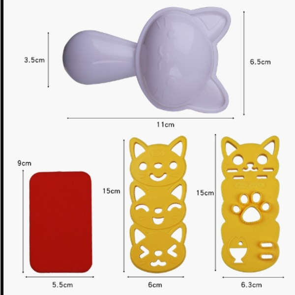 Söt katt onigiri-formset, sushiform kök onigiri-form smörgås DIY köksverktyg