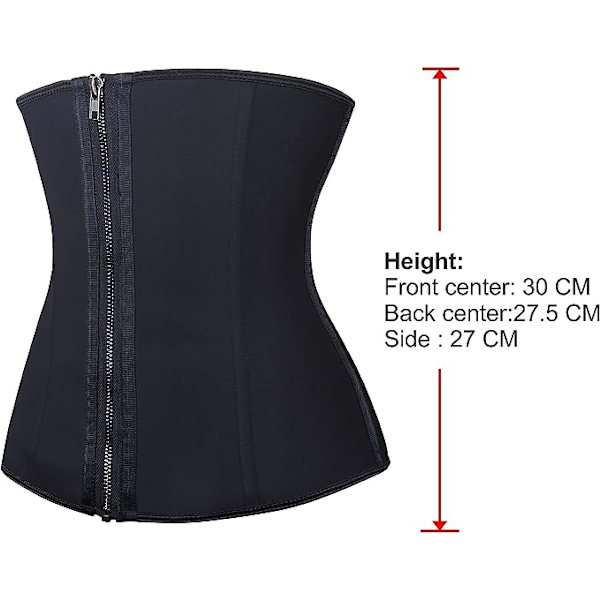 Zip Waist Trainer til kvinder Latex Cincher Korset Træning Body Shaper Workout Girdle（M）