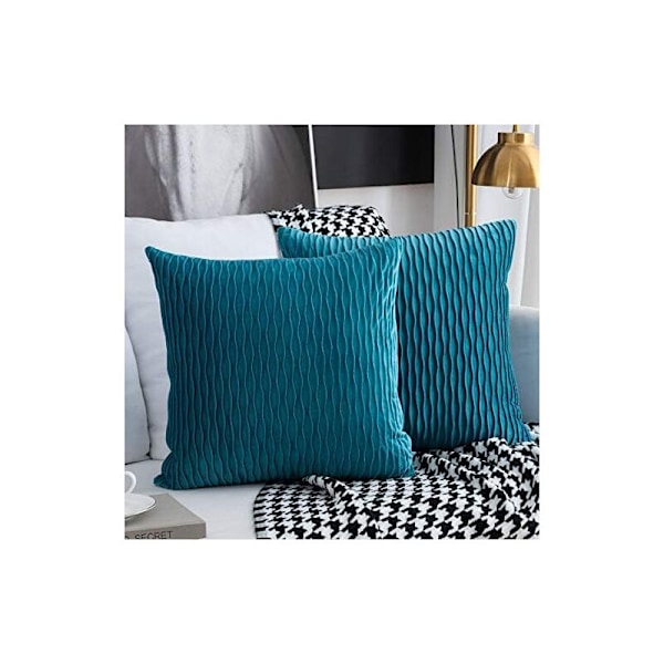 Velour pudebetræk, sæt med 2 dekorative pudebetræk, firkantet mønster, moderne pudebetræk til stue, sofa, soveværelse dekoration