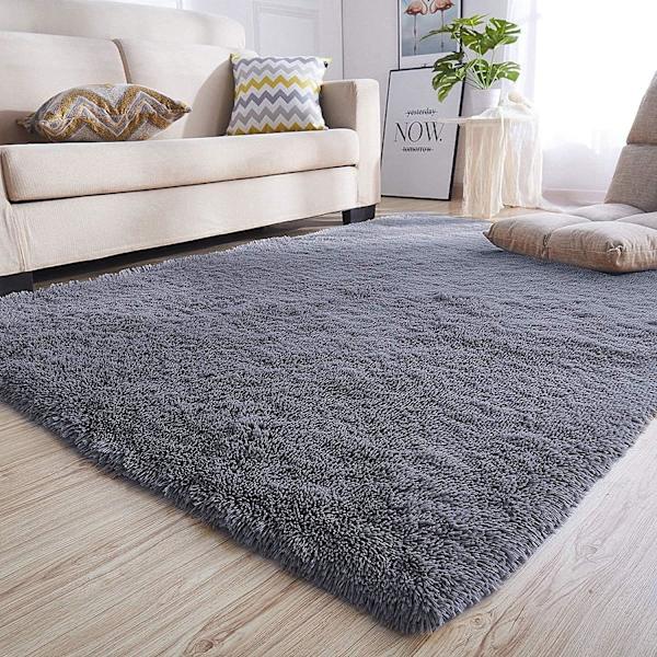 Mattor för vardagsrum, fluffig och supersoft för sovrum, barnrum, stor plysch golvmatta för heminredning (grå 40 x 60 cm)