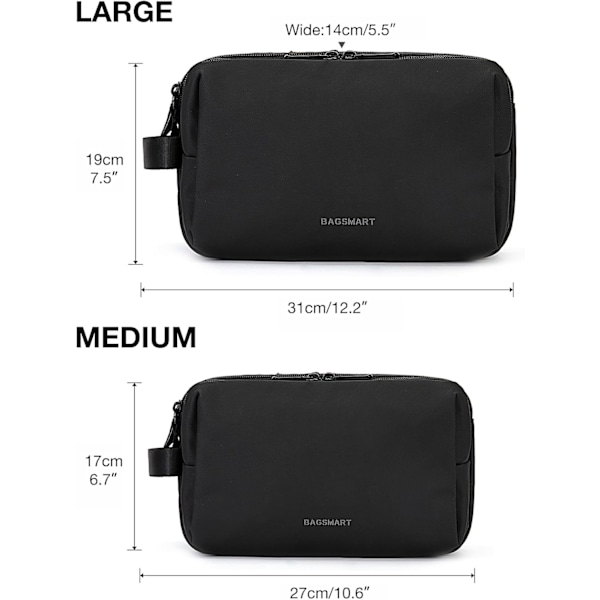 Toalettmappe sett for menn, svart, basic/casual