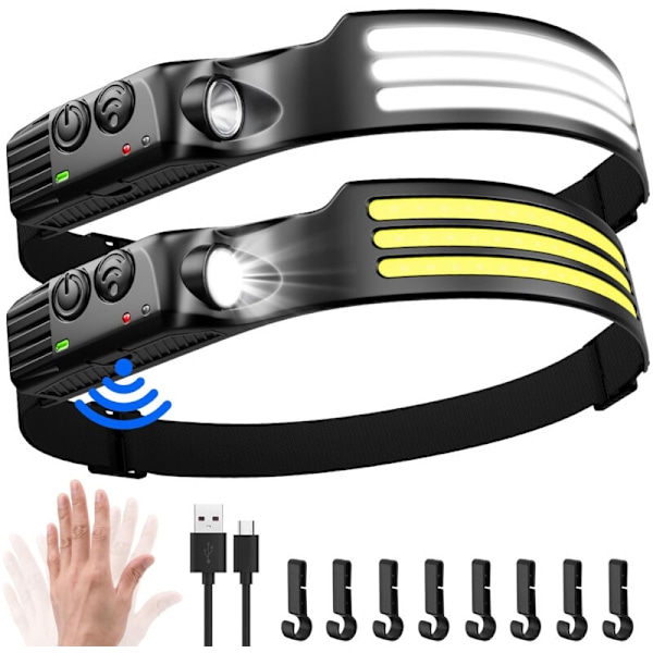 3000 lumenin LED-otsalamppu, USB-ladattava taskulamppu, liiketunnistin, vedenpitävä IPX5, kevyt, retkeilyyn