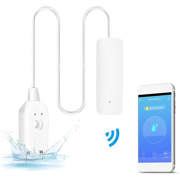 Water Leak Alarm, Water Leak Detector Flood Detector Water Alarm Wireless Water Detector with 60DB Alarm Sound, Push Notification to Smart/Smart Lif