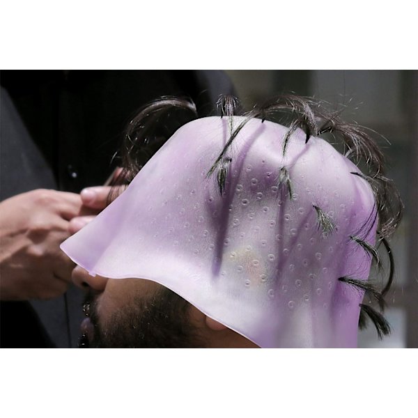 Pink - Højglans Frost Kappe, Professionel Hår Salon Silikone Styling Værktøj, Frost Hjelm til Hår Farvning