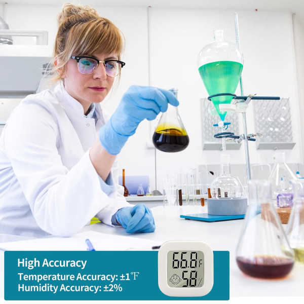 2-pak innendørs termometer digitalt hygrometer bærbar mini temperatur- og fuktighetsmonitor Celsius Fahrenheit-omskiftbart luftkomfort-ikon