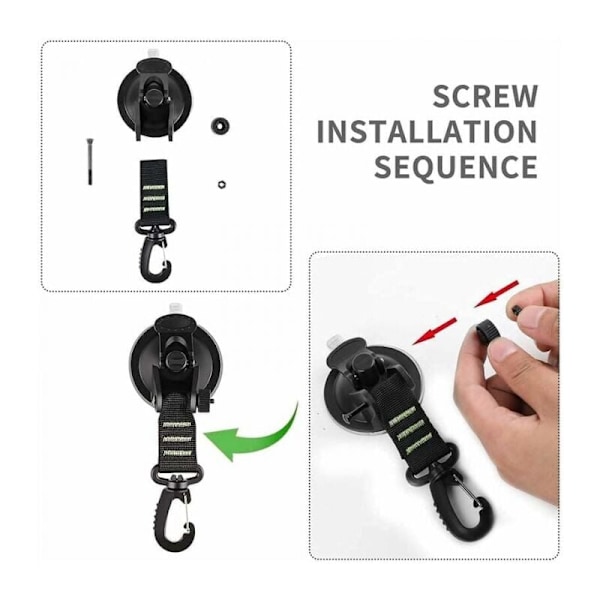 Paket med 4 ankarsugkoppar med sugkoppsfixering för bil, campingplats, presenning, tält med multifunktionell sugkopp för användning som sidobil
