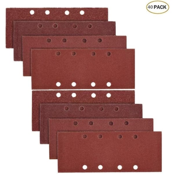 40 st sandpapper, 93 x 185 mm slippapper för vibrerande slipmaskin 8 sorterade korn p40, p60, p80, p100