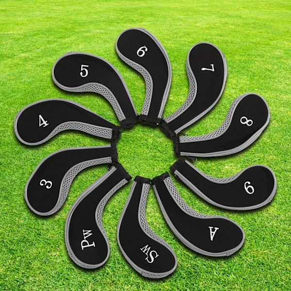 (Grå) Golfjärnshuvudskydd, 10 stycken Vattentäta Neopren Golfklubbs Huvudskydd Putter Set Skyddande Överdrag Golftillbehör
