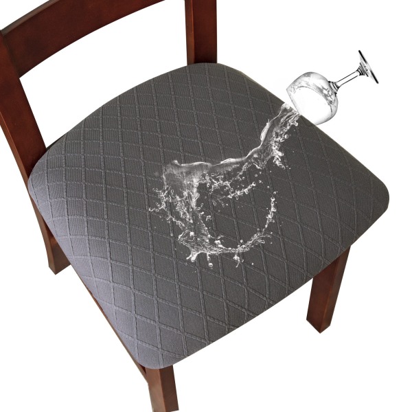 Grå, 4 st elastiska jacquard stolsöverdrag stretch präglat stolsöverdrag för matsal