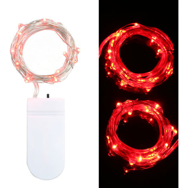 Abatterie ljusslingor levereras utan batterier, 1 meter bärbar 10 LED rött ljus