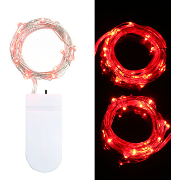 Abatterie lyskæder leveres uden batterier, 1 meter bærbar 10 LED rødt lys