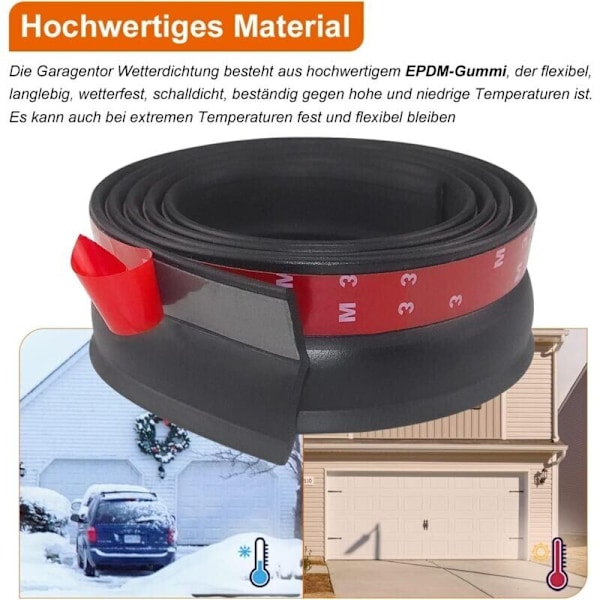 3m Universal Garageport Tätning, Multifunktionell Garageport Gummitätningslist, Garageport Botten Tätningslist med Spikar, Lätt att Klippa