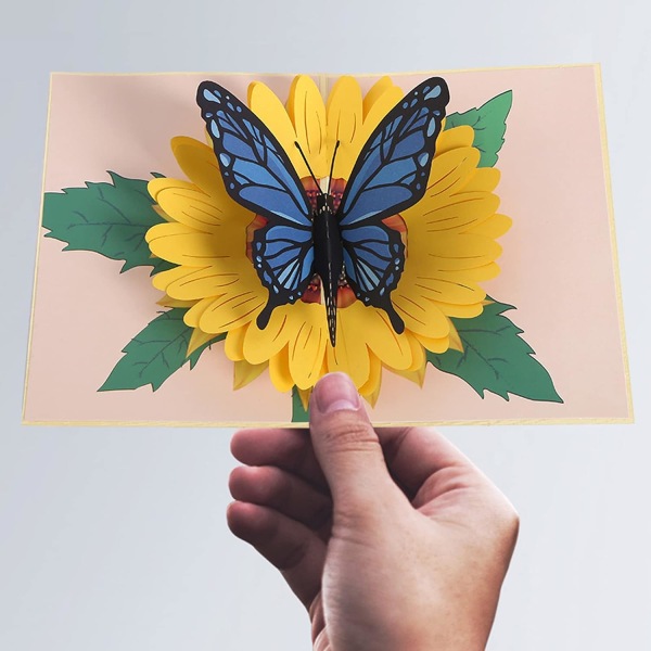 3D-popup-onnittelukortti, 3D-onnittelukortti, perhosen syntymäpäiväkortti, sopii valmistujaispäivään, hääpäivään, kaikkiin tilaisuuksiin 15×20 cm