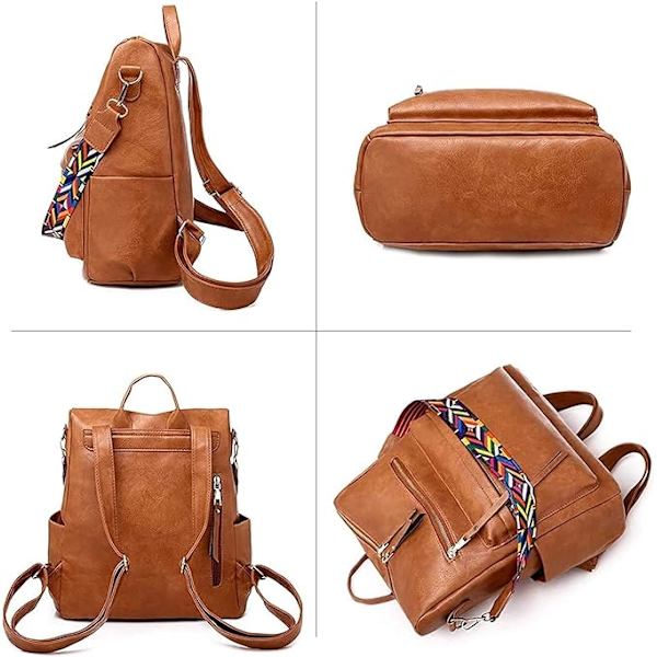 PU Læder Skuldertaske - Rejsetaske Multifunktionel Designertaske - Brun