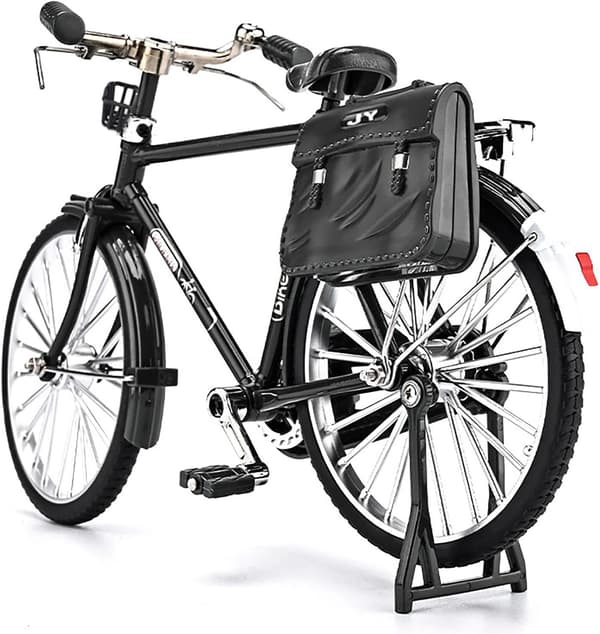Legering bilmodel, mini retro stil klassisk sort DIY samlet cykel legetøj, simulation stil model desktop dekoration.
