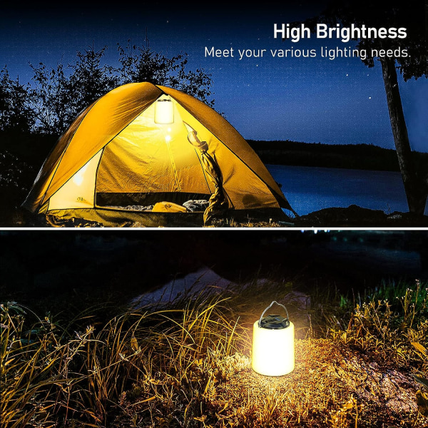 Genopladeligt LED campinglys - 3000K varmt hvidt lys, 10+ timer