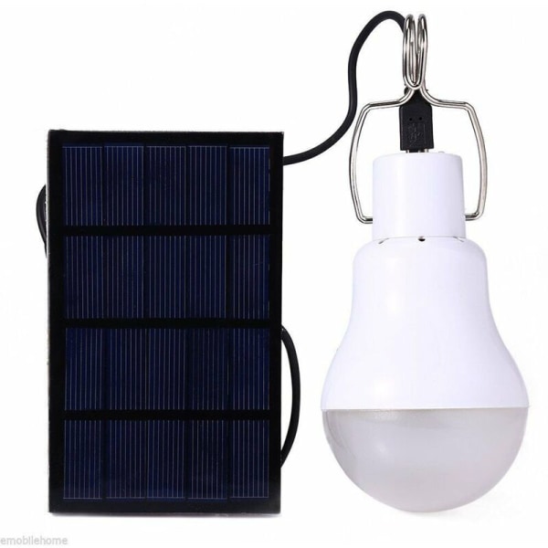 Solar Powered Led Bulb - Portable USB Charge Lantern Lamp Spotlight Indoor Office Kitchen Reading with Solar Panel for Outdoor Hiking Camping Tent F