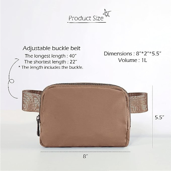 (Brun) Unisex mini fanny pack med justerbare stropper til træning, løb, rejser, vandreture.