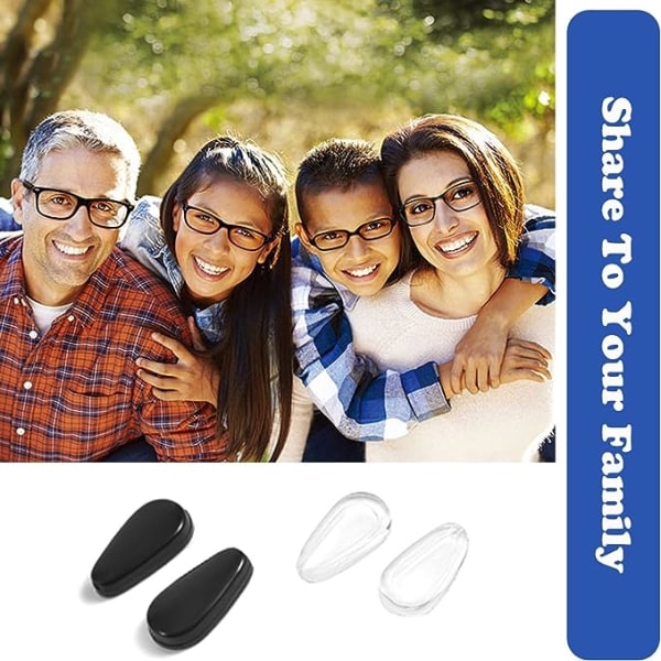 10 par næsepuder til briller (sort), klæbende skridsikre briller