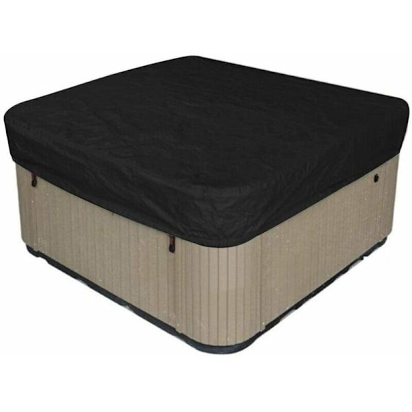 Firkantet Poolafdækning, Pool Solskærm, Elastisk Kant med Snøre, Vandtæt Spaafdækning, Udendørs Swimmingpool Beskyttelsesafdækning, Sort, 218 x 218 x 30