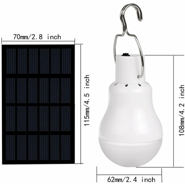 Solcelledrevet LED-pære - Bærbar USB-opladningslanterne-lampe-projektør til indendørs kontor køkkenlæsning med solpanel til udendørs vandreture campingtelt F