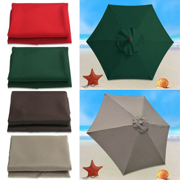 Khaki Parasol Erstatningsdeksel, 8 Ribber, 3m, Vanntett, Anti-UV, Erstatningsstoff