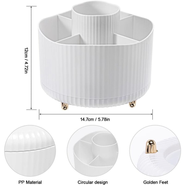 Makeup organizer, 360° drejelig børsteorganisator, multifunktionel kosmetikopbevaring til soveværelsesdekoration, toiletbord, soveværelse, badeværelse