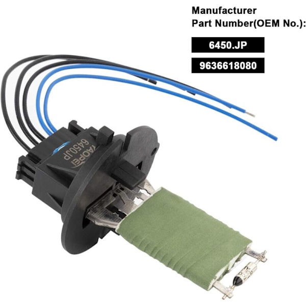 Varme Modstand + Ledningsnet 206 307 C3 Xsara Picasso Blæsermotor Modstand 6450JP 6450.JP