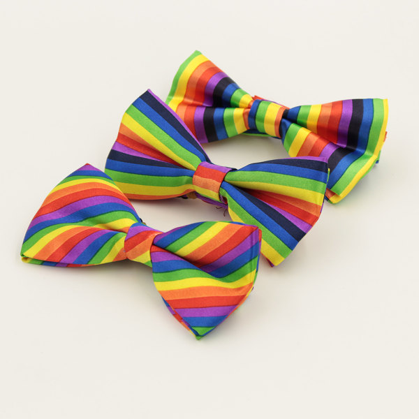 3 kpl Rainbow solmio Värikäs Clown Solmio raidallinen Valmiiksi sidottu rusetti