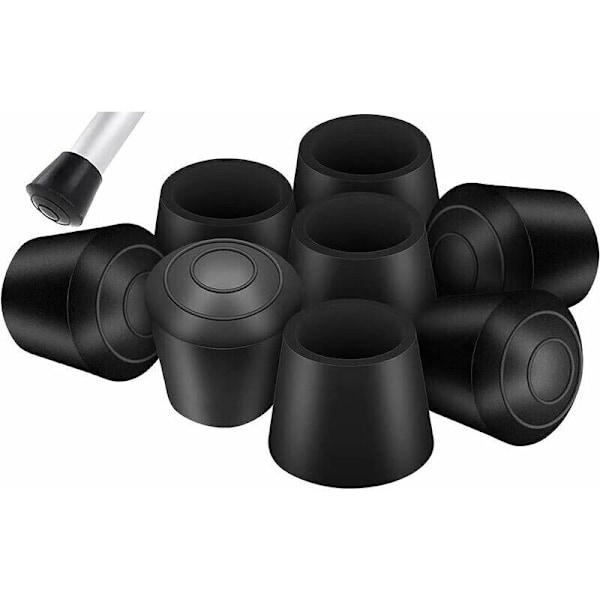 8-pack Stolsbensskydd, Gummifötter för Stolar, Runda Stolsbensskydd, Stolsfötter, Svart, Innerdiameter 20 mm