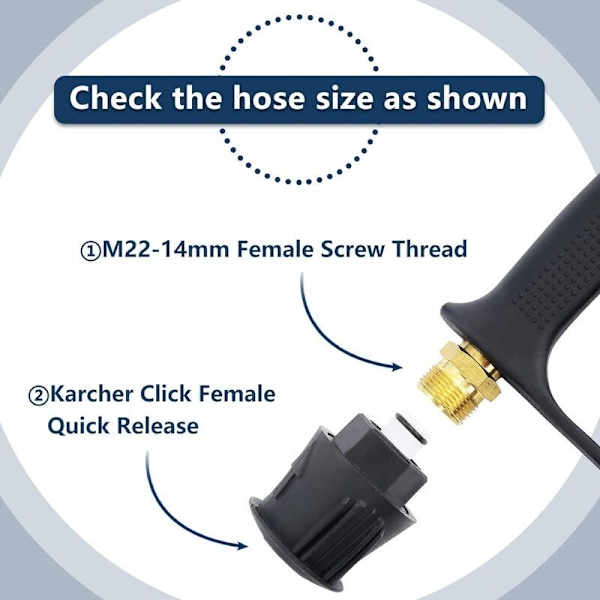 Højtryksrenserpistol, 4000 psi, M22 (14 mm) interface og Karcher quick interface med 5 vandstråledyser til bilrengøring