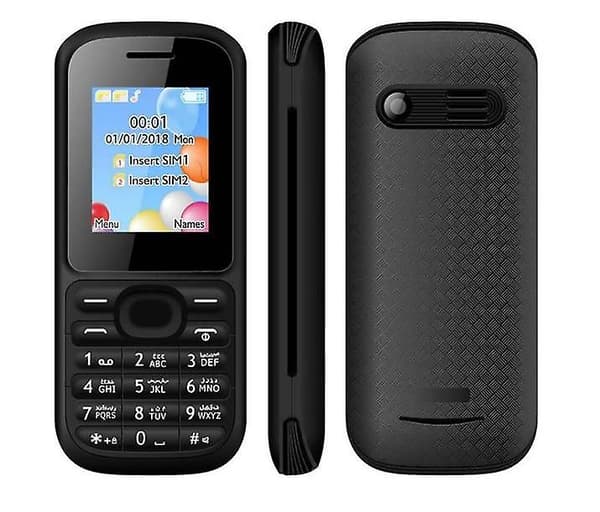 Musta Dual SIM Dual Standby -puhelin senioreille