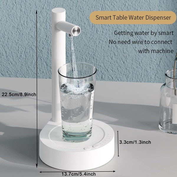 Vit - 1-delad bärbar vattenpump, USB-laddningsbar vattenpump Dispenser Automatisk vattenpump Trådlös vattenkokare